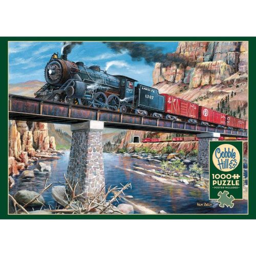 Outset Media Stone Steel and Steam 1000-Piece Puzzle - Vintage Locomotive Theme