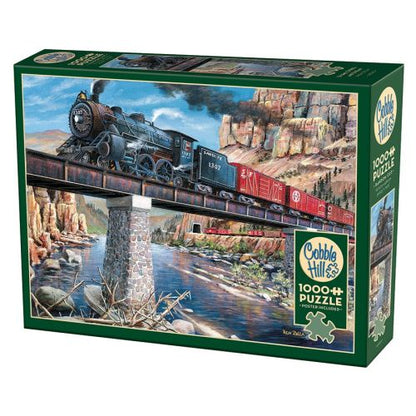 Outset Media Stone Steel and Steam 1000-Piece Puzzle - Vintage Locomotive Theme