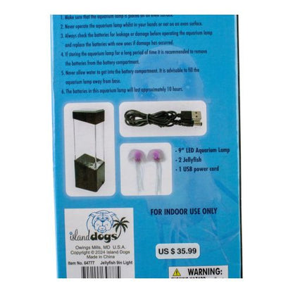 Jellyfish 9in Light LED aquarium lamp with purple jellyfish and USB power cord