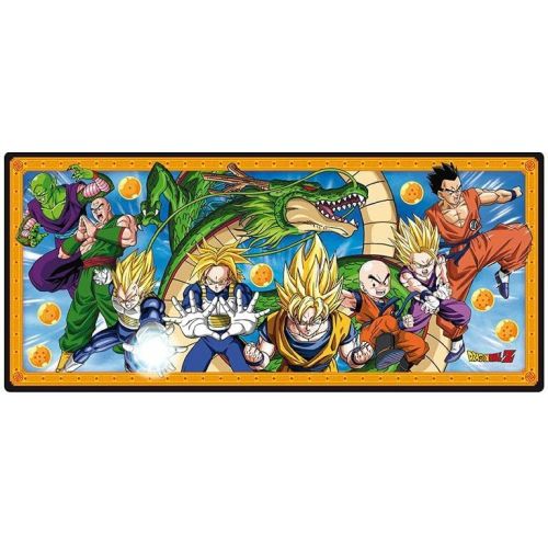 Dragon Ball Z Collector's Edition gaming mat featuring characters including Goku, Vegeta, and Shenron with orange border and dragon balls on blue background
