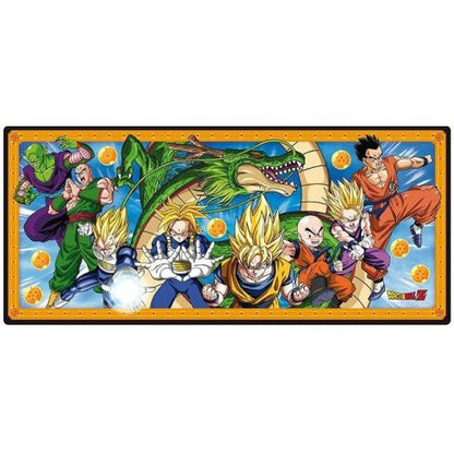 Dragon Ball Z Collector's Edition gaming mat featuring characters including Goku, Vegeta, and Shenron with orange border and dragon balls on blue background