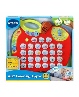 VTech ABC Learning Apple red toy with 26 light-up letter buttons, yellow handle, and interactive learning display