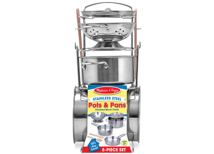 Melissa & Doug Stainless Steel Pretend Play Kitchen Set - 8 Pieces