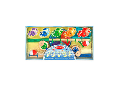 Melissa & Doug Catch & Count Fishing Game with ten colorful numbered fish, two magnetic rods, and storage bag