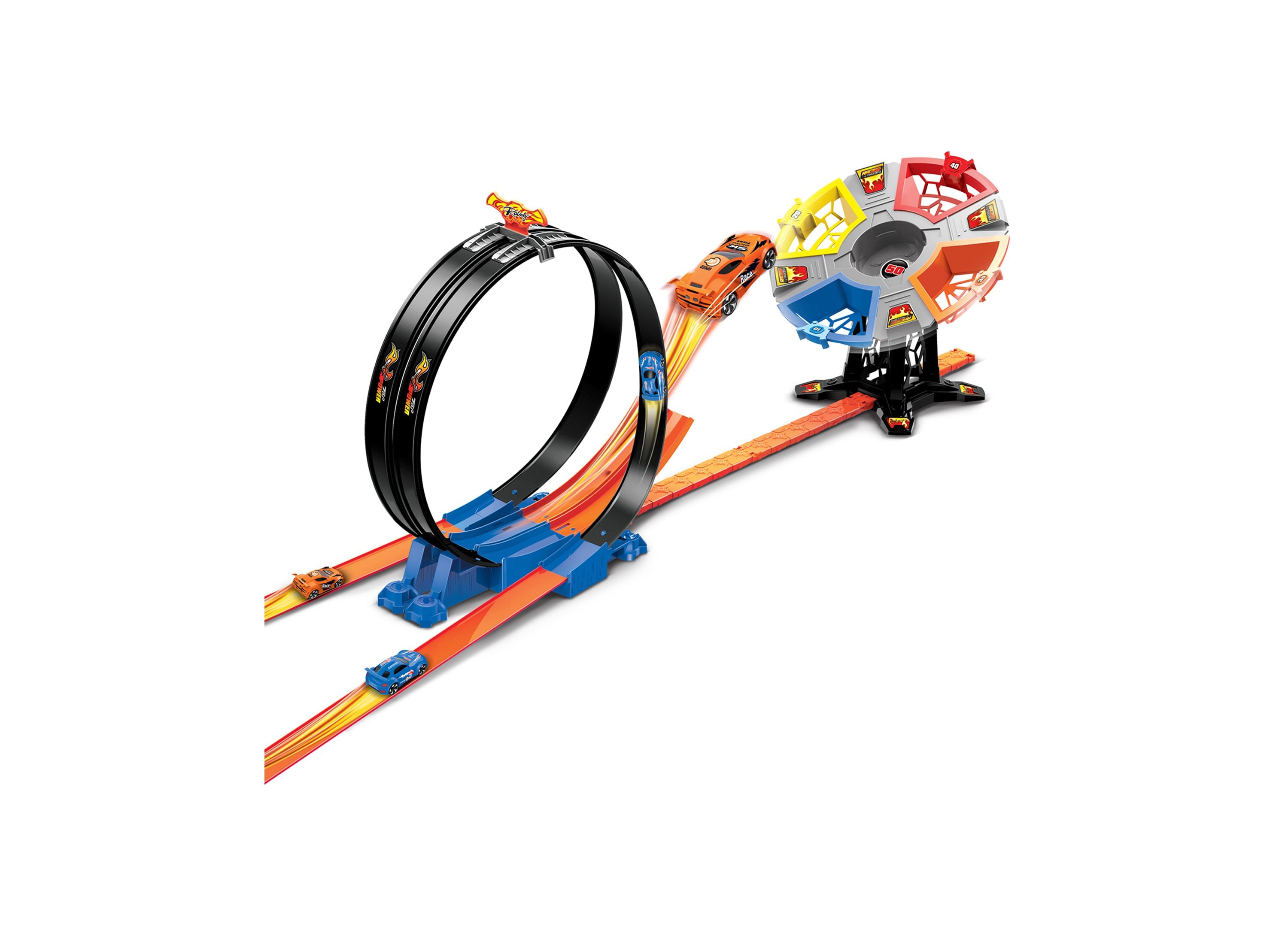 Pull Back Car Track Game with Two Loops, Ramp and Target with Built in ...