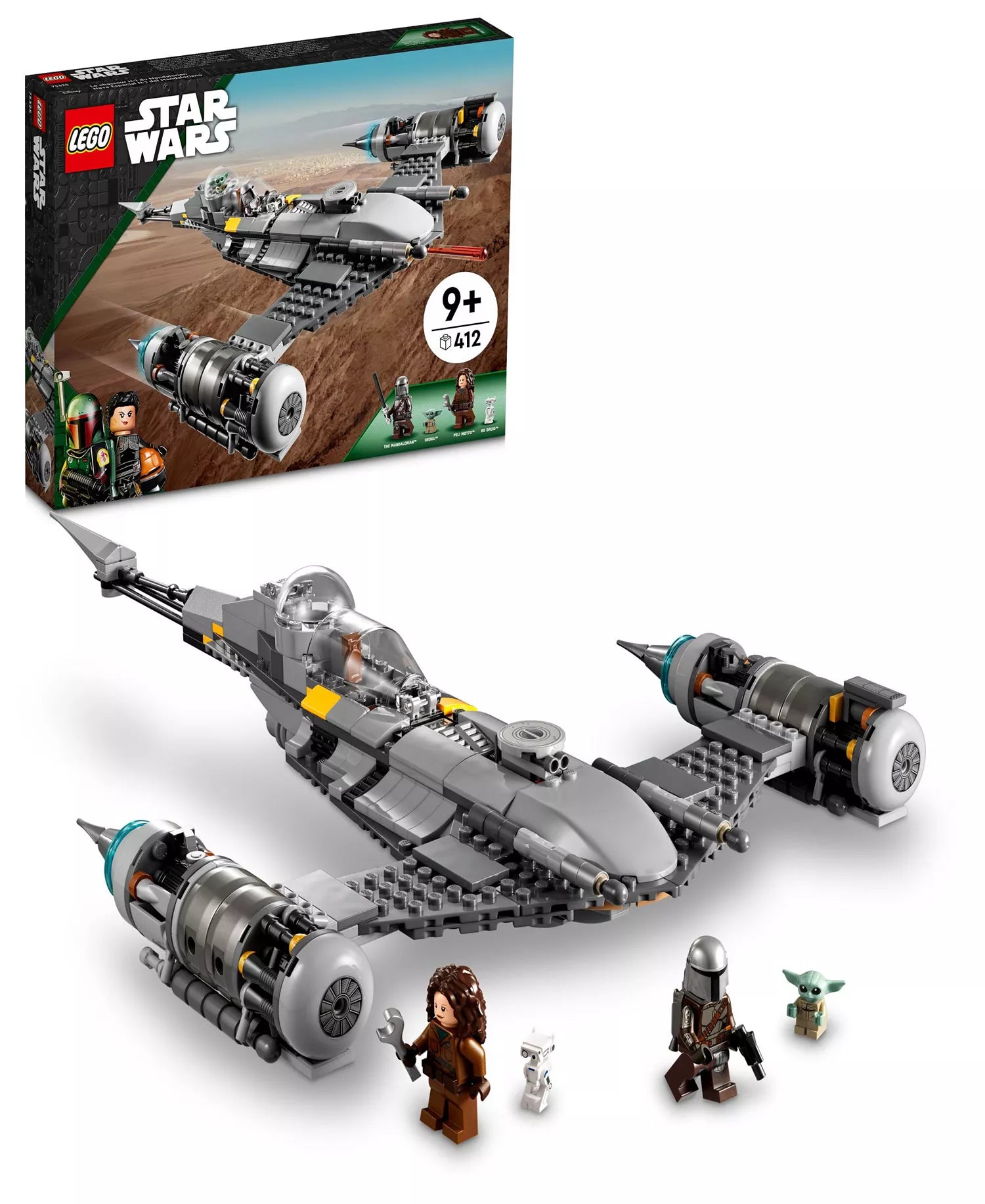 LEGO Star Wars N-1 Starfighter 412-piece building set with Mandalorian minifigures and Grogu