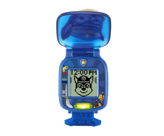 VTech PAW Patrol Chase Learning Pup Watch in blue with digital screen displaying character face and time