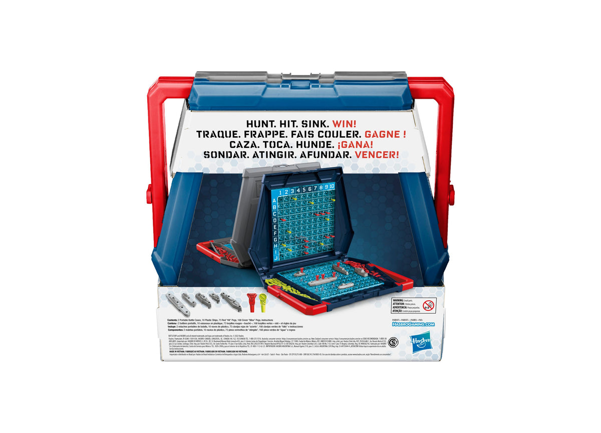 Hasbro Battleship Classic Naval Combat Strategy Board Game with red and blue battle cases, grid boards, and game piec...