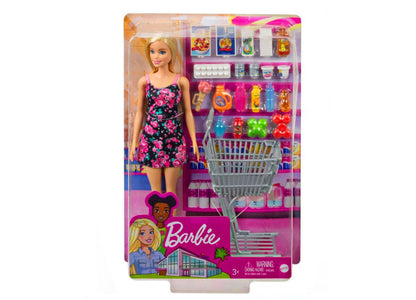 Chariot de shopping - Barbie - 50cm - Rose - Avec accessoires - Pour filles à Chariot de shopping - Barbie - 50cm - Rose - Avec accessoires - Pour filles à