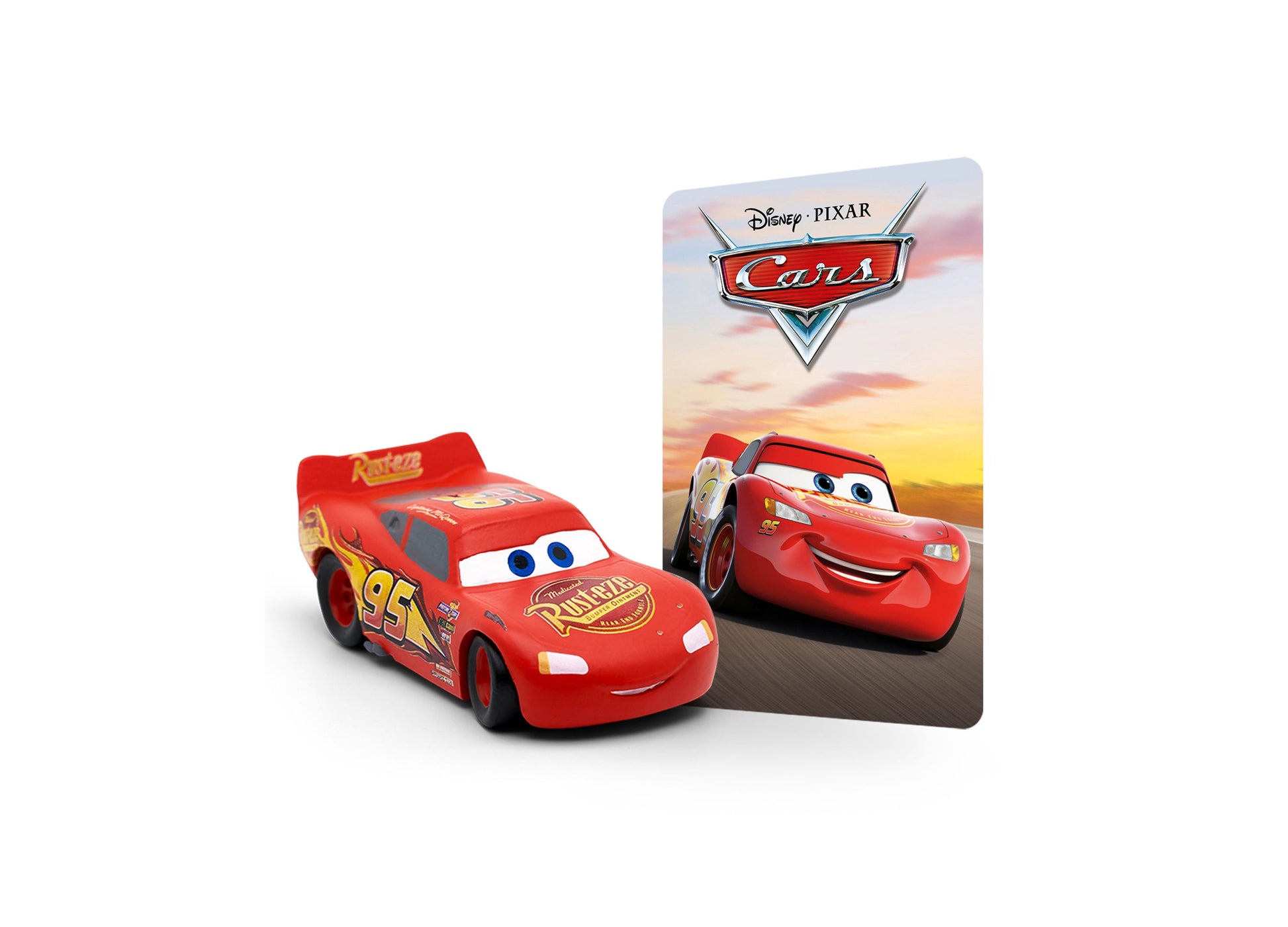 Tonies Disney Pixar Cars Audio Figurine with red Lightning McQueen toy car and poster