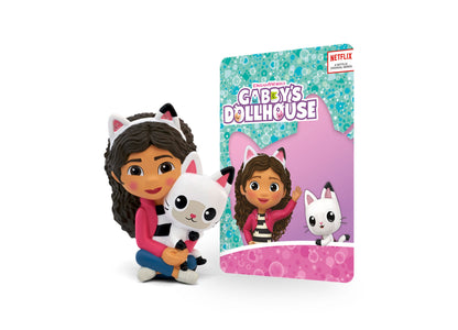 Tonies Gabby's Dollhouse Audio Play Figurine with packaging, featuring Gabby doll in pink jacket and white cat character