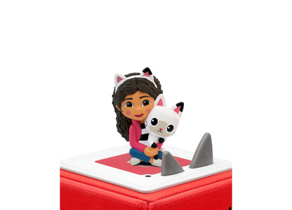 Tonies Gabby's Dollhouse figurine with girl character and white cat toy on red base