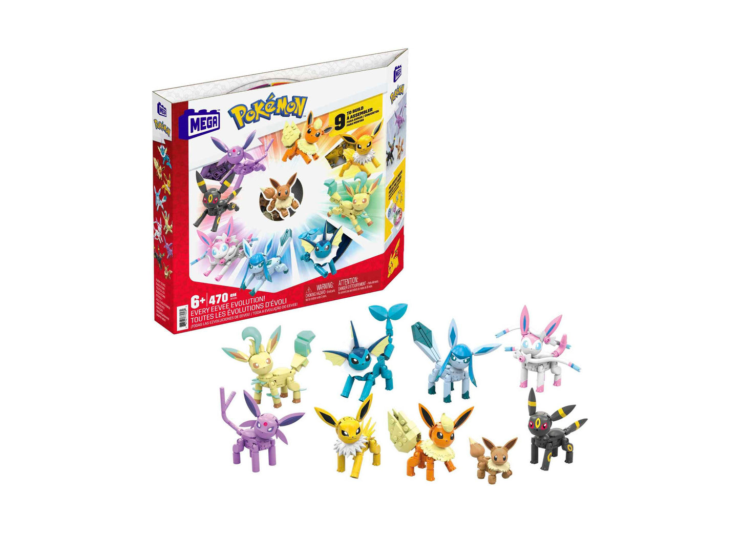 Mega Construx Pokemon Every Eevee Evolution 470-Piece Building Set