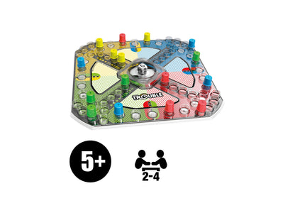 Hasbro Trouble Pop-O-Matic Board Game with colorful pegs and Pop-O-Matic bubble roller, for 2-4 players