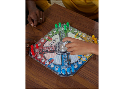 Hasbro Trouble Pop-O-Matic Board Game with colorful game board, Pop-O-Matic bubble roller, and colored game pieces