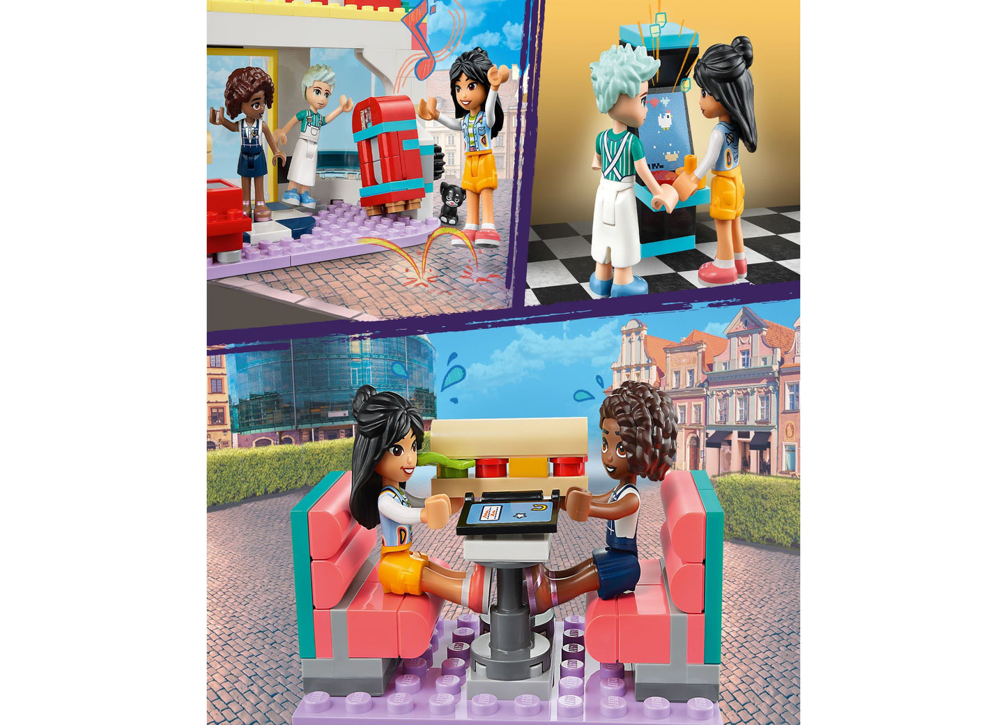 LEGO® Friends Heartlake Downtown Diner 41728 Toy Building Set with Liann, Aliya and Charli Figures