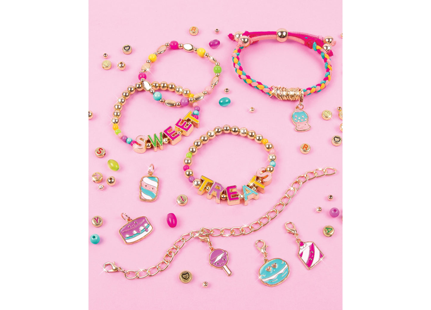 Sweet Treats Dessert-Themed DIY Bracelet Kit - Create 7 Charm Bracelets