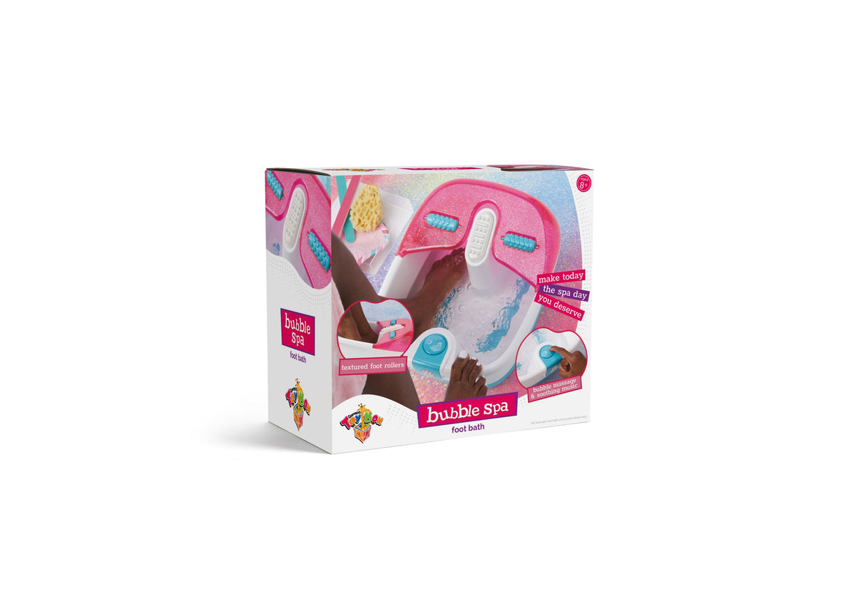 Geoffrey's Toy Box Bubble Spa Foot Bath in pink glitter with textured rollers and removable splash guard