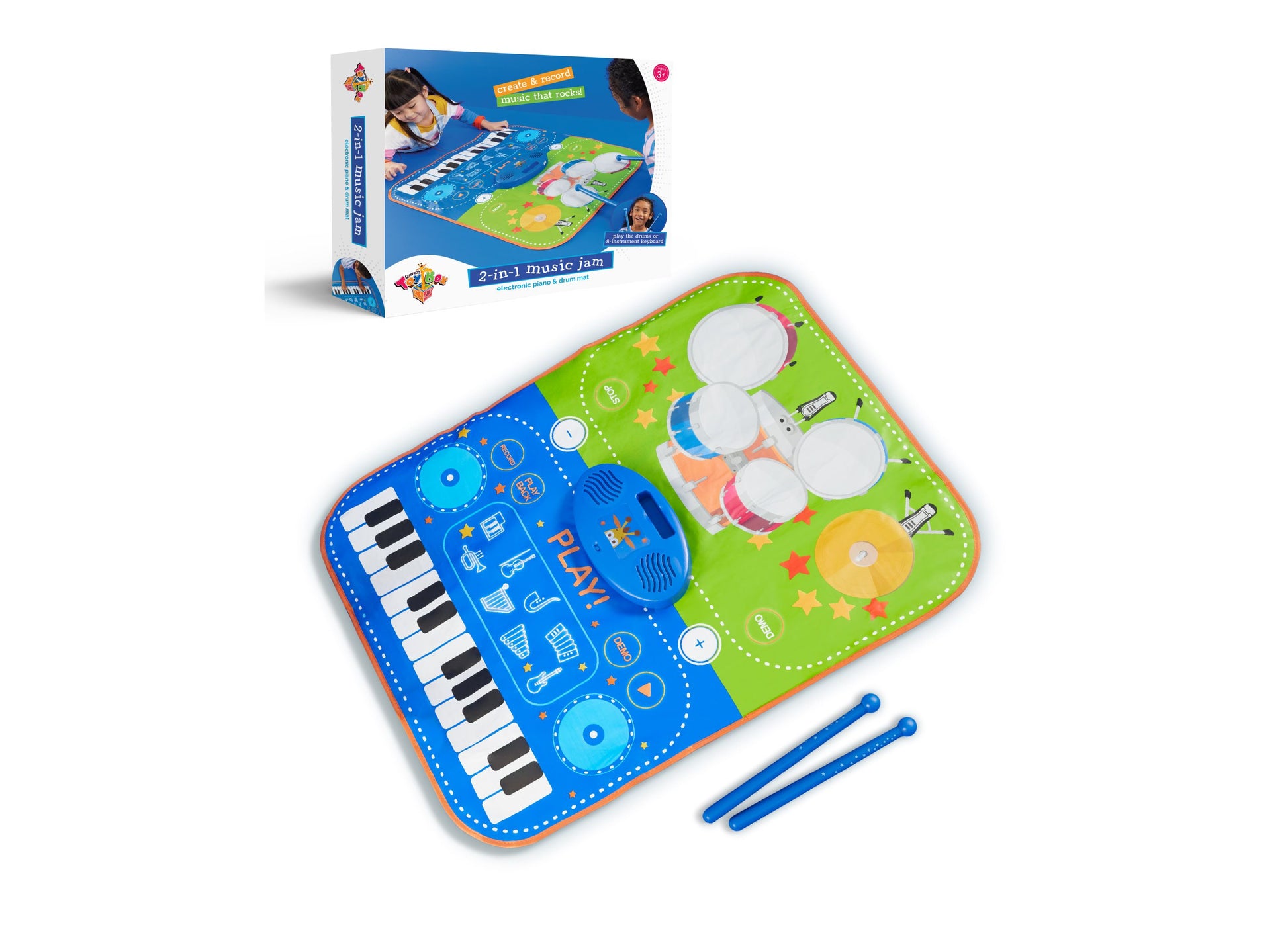 Geoffrey's Toy Box 2-in-1 Electronic Piano Drum Mat, Pieces