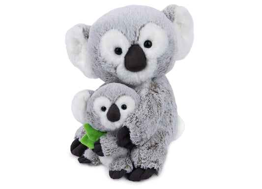 Gund Zozo 10 inch Koala Bear with Joey Plush - mother koala holding baby joey, gray and white with black nose