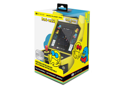 My Arcade Micro Player Pro Pac-Man portable retro arcade game with yellow cabinet and joystick