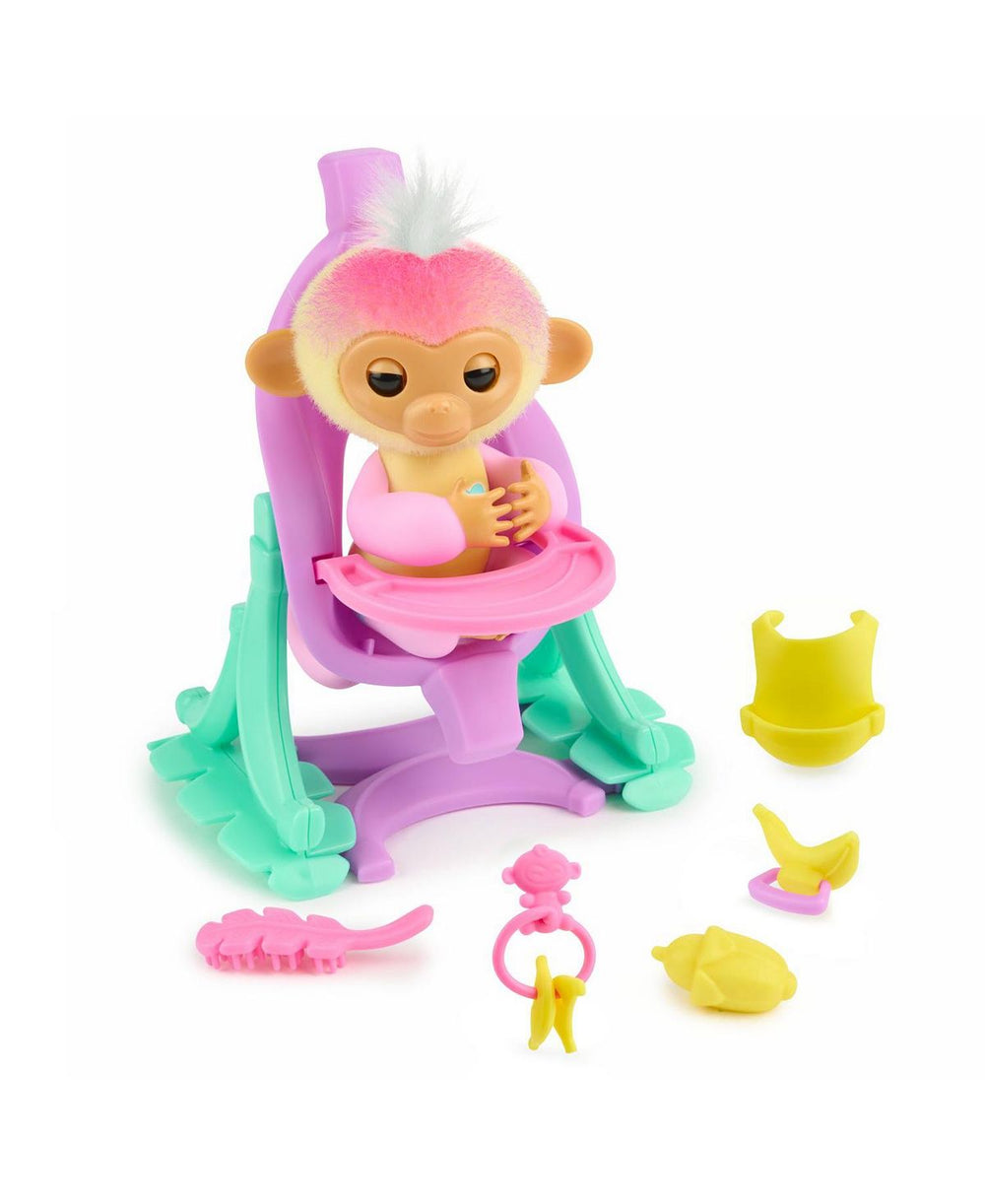 Fingerlings Interactive Baby Monkey Nursery Playset with Jas, 2-in-1 Cradle & High Chair