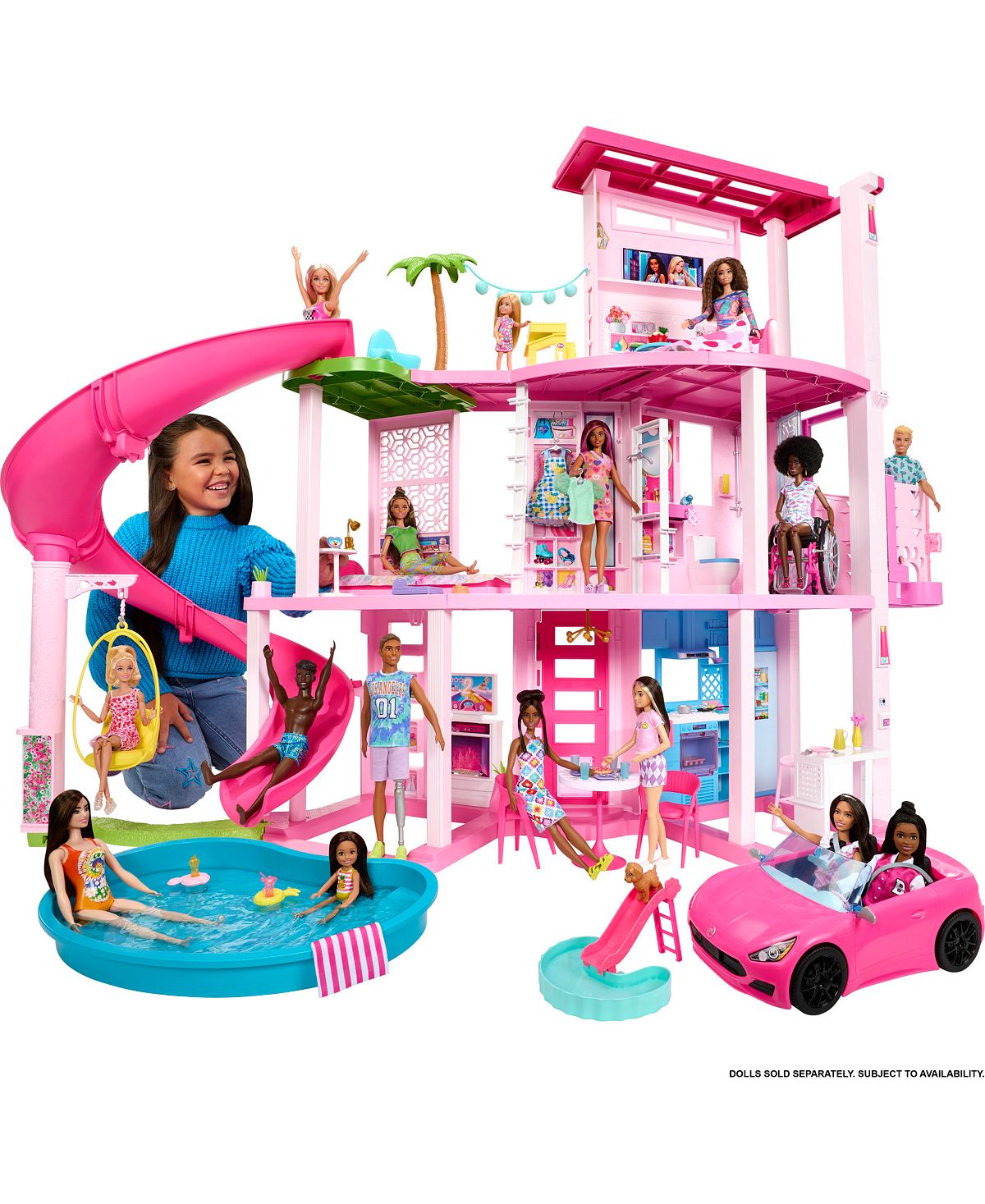 Barbie Dreamhouse, 75+ Pieces, Ultimate Pool Party Doll House with 3-Story Slide
