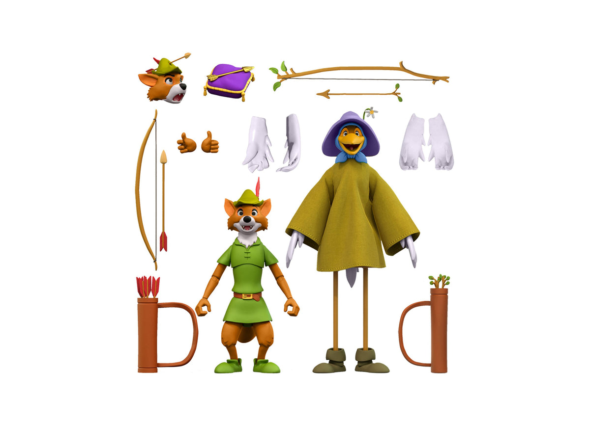 Super 7 Disney Robin Hood Stork Costume 7" Ultimates action figure with alternate heads, hands, bows, arrows and acce...