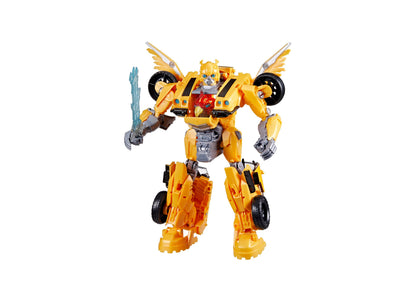 Transformers Rise of the Beasts 10-Inch Triple Changer Bumblebee 3-in-1 Action Figure in yellow robot mode with wings...