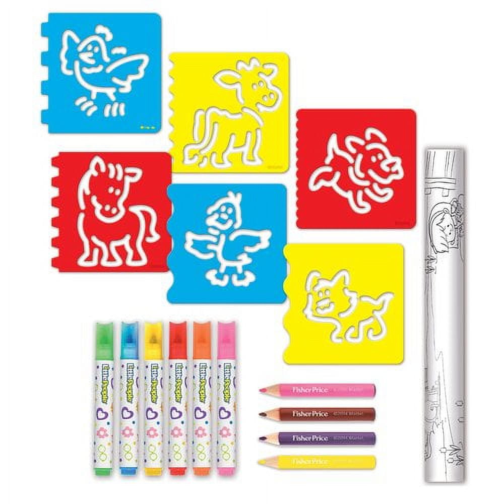Little People Discovery Stencil Sets - Colorful Animal Sketch Kit