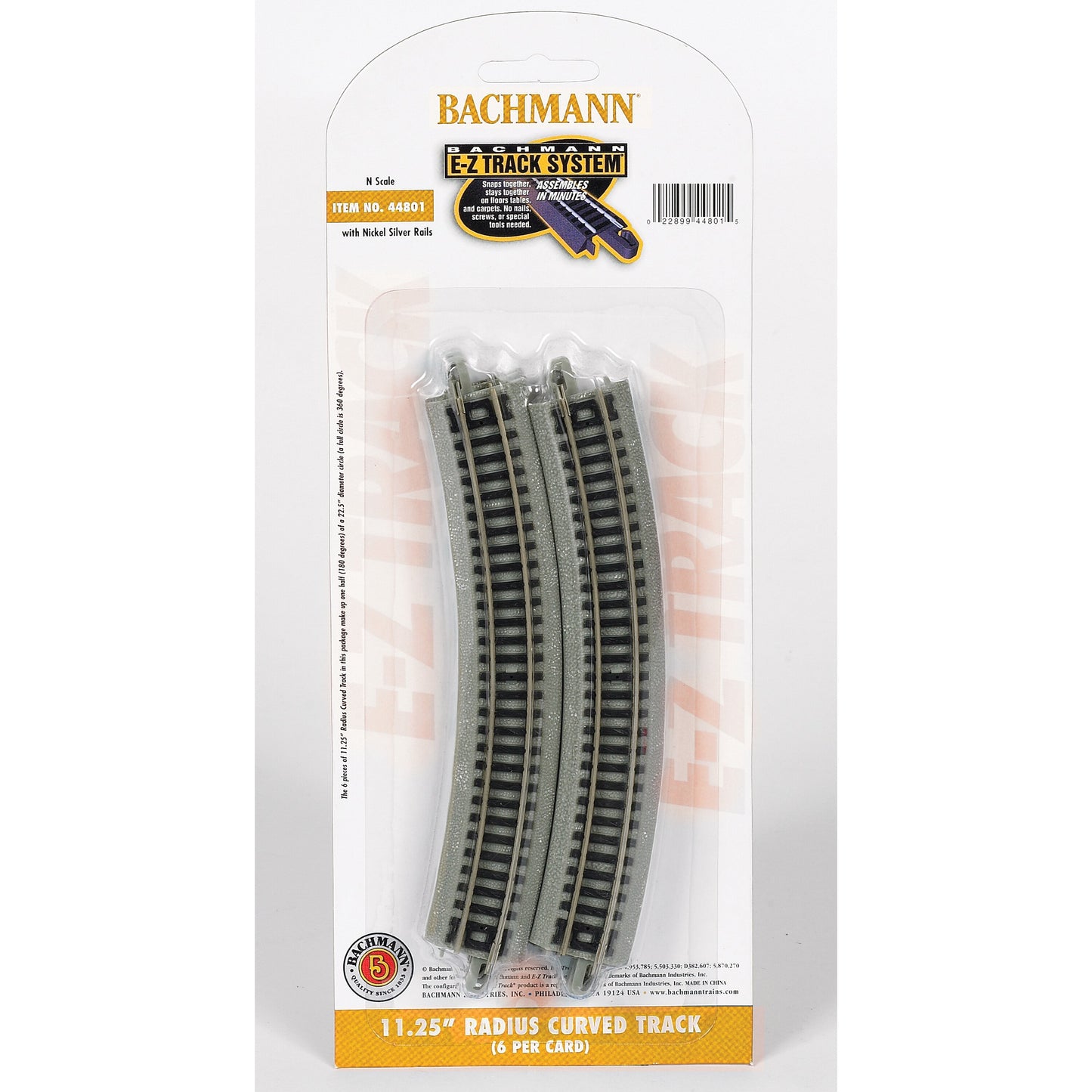 Bachmann Trains N Scale 11.25" Radius Curved Track - Snap-Fit E-Z System