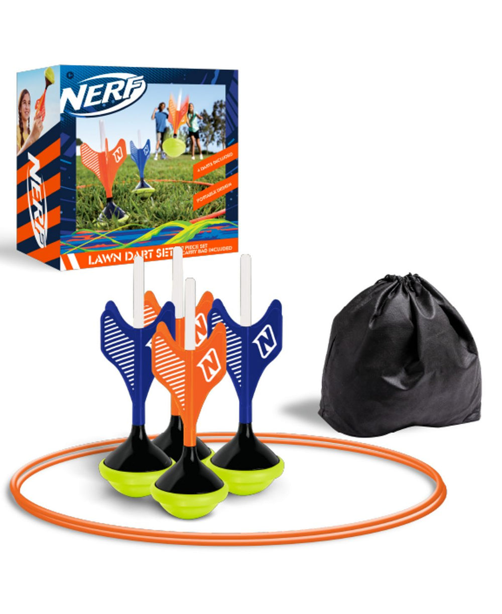 Nerf Outdoor Soft Tip Lawn Dart Game Set with Color-Coded Darts and Storage Bag