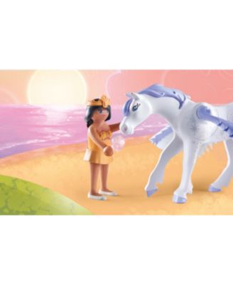 PLAYMOBIL Princess Magic Pegasus with Rainbow Care Set, 85 Pieces
