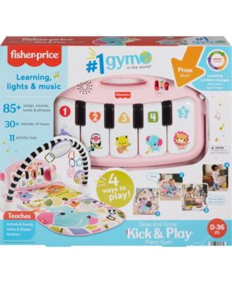 Fisher-Price Glow and Grow Kick & Play Piano Gym, Pink Baby Playmat with Musical Learning Toy