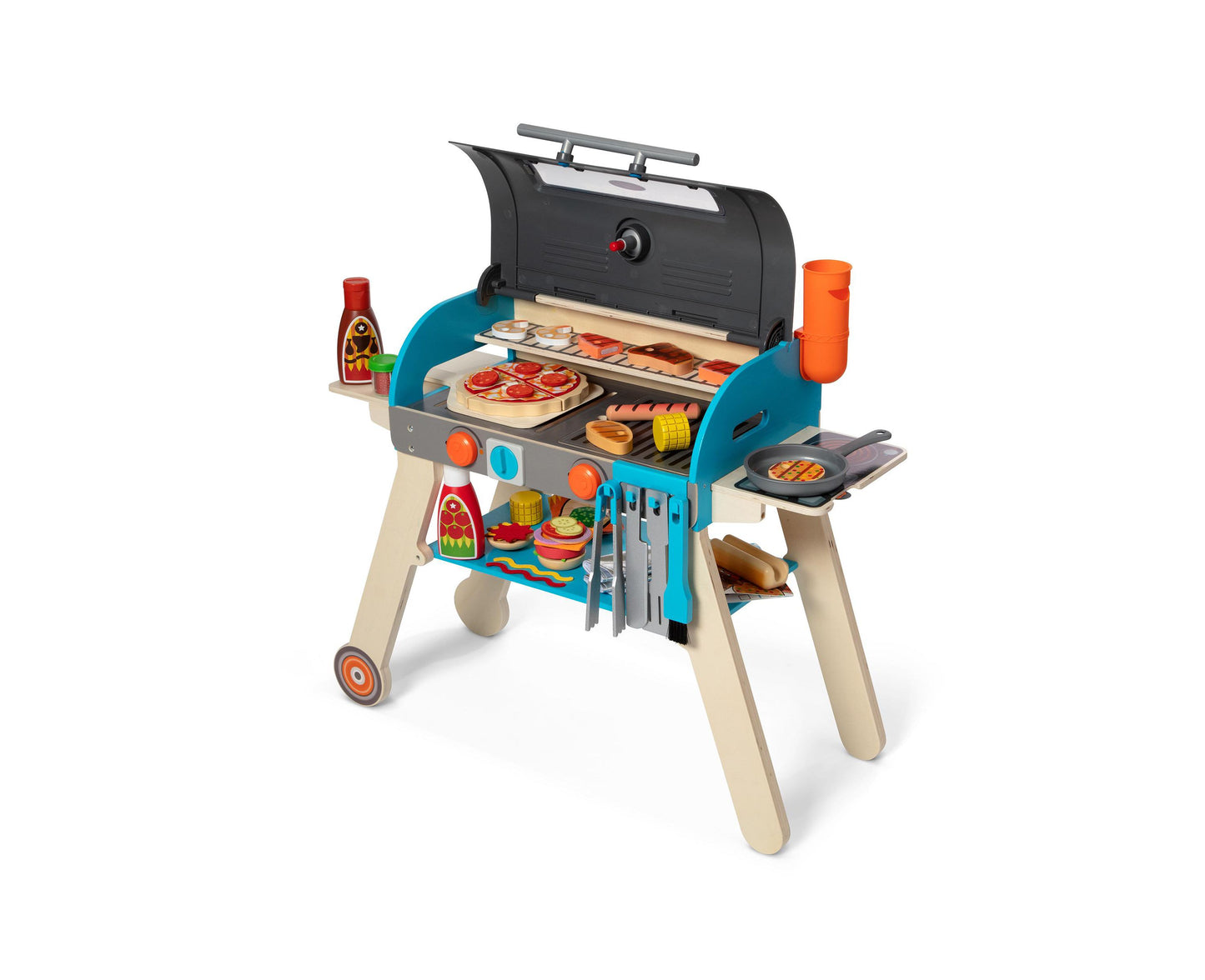 Melissa & Doug Deluxe Wooden BBQ Grill and Pizza Oven Playset