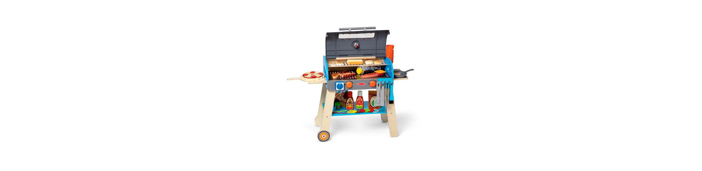 Melissa & Doug Deluxe Wooden BBQ Grill and Pizza Oven Playset