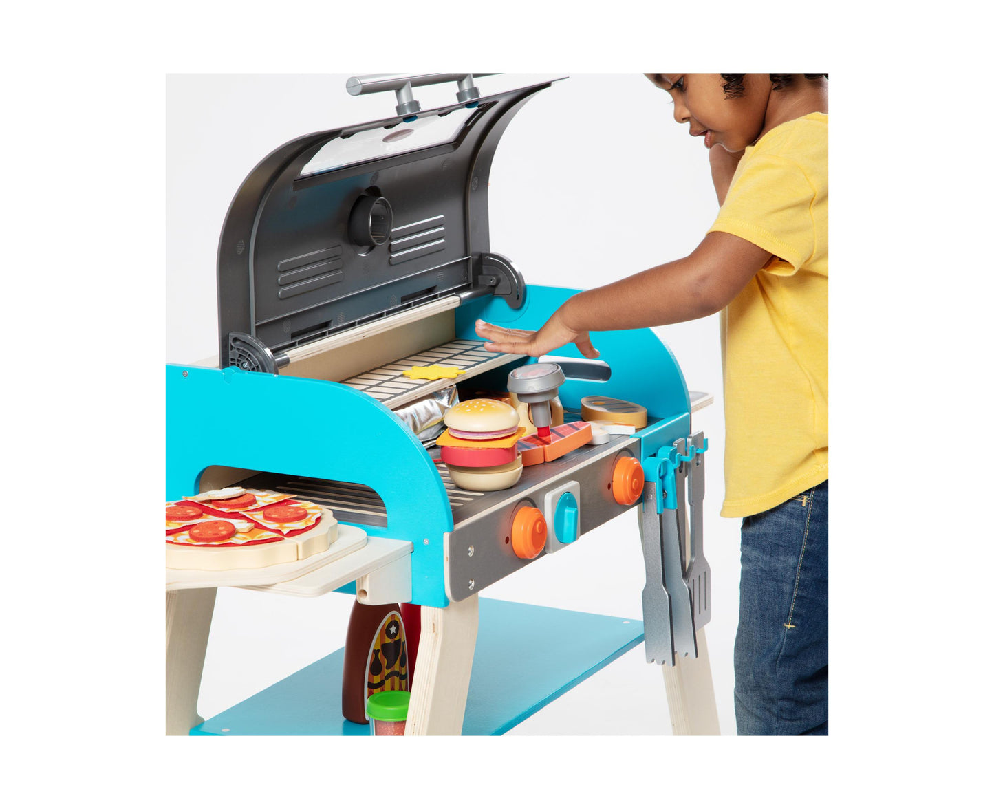 Melissa & Doug Deluxe Wooden BBQ Grill and Pizza Oven Playset