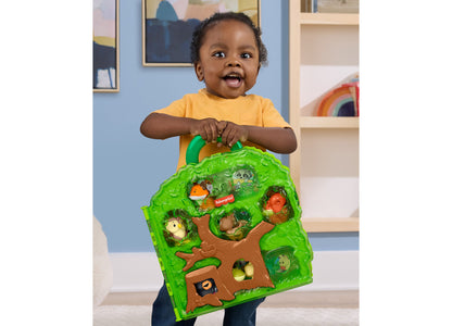 Forest Buddies Plush Animal Playset with Tree-Shaped Carry Case