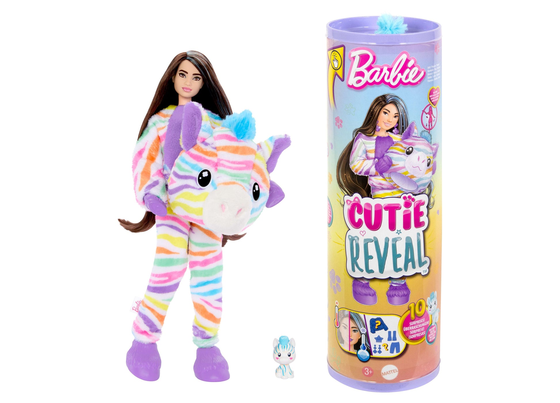 Barbie Cutie Reveal Zebra Doll Color Dream Series with 10