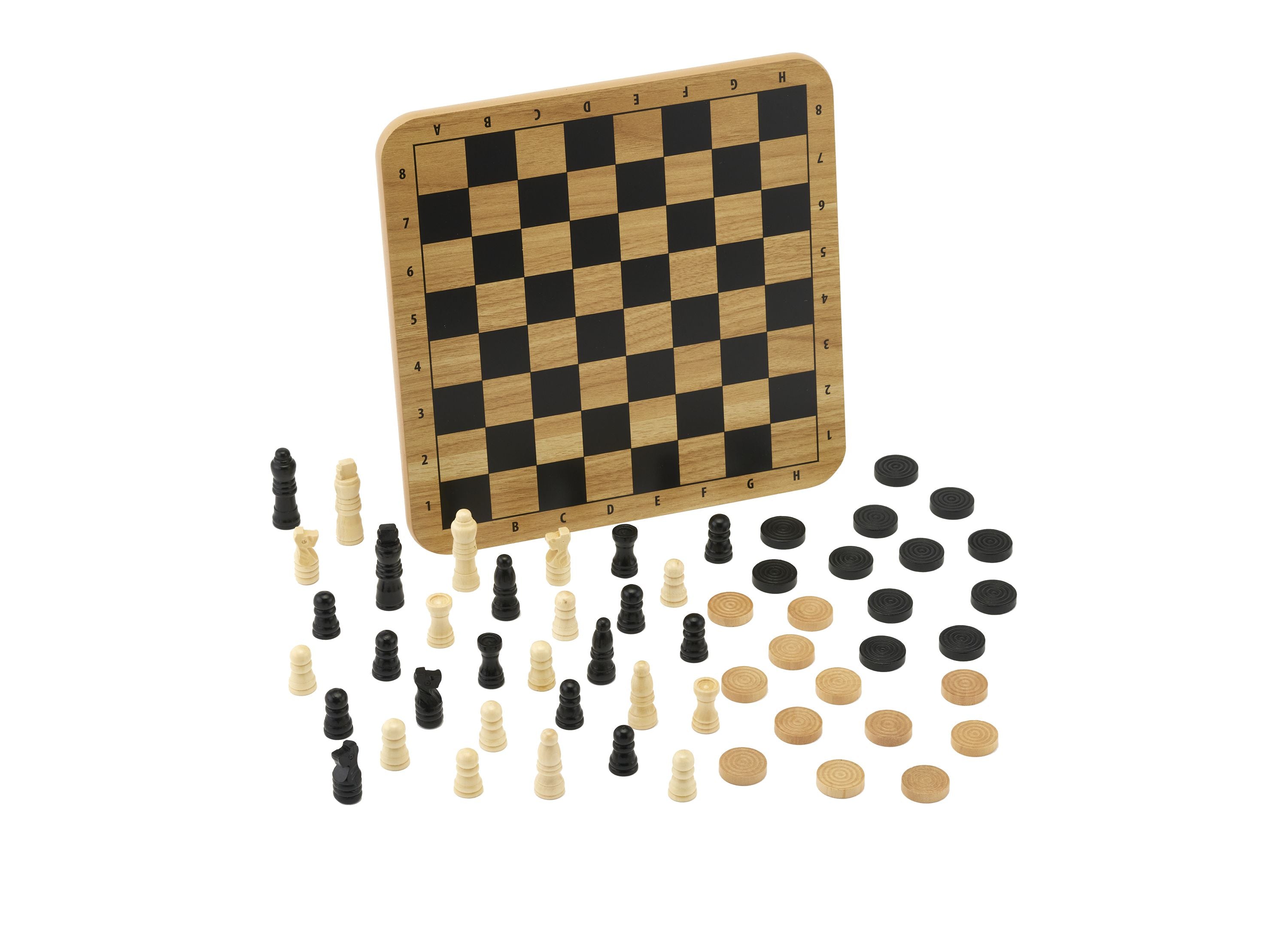 Pavilion 2-in-1 Wooden Chess & Checkers Board Game Set – Toys