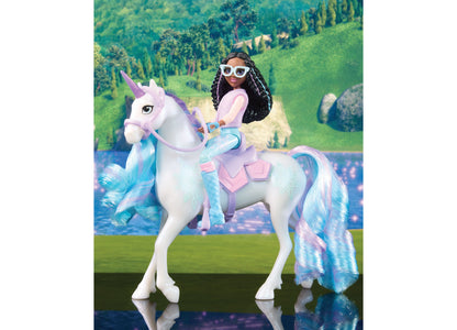 Unicorn Academy Layla and Glacier Doll Set with Riding Accessories