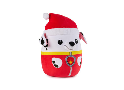 PAW Patrol Marshall Winter Holiday Squish Plush - 12" Official Stuffed Animal, Super Squishy, Santa Hat