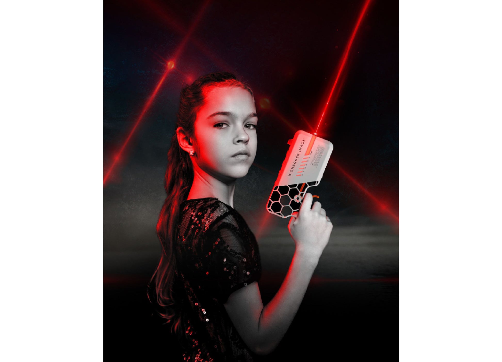 Rechargeable Laser Tag Blasters 4-Pack with red light effects and docking station