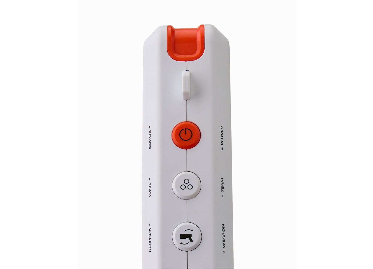 Rechargeable Laser Tag Blaster with red power button and docking station