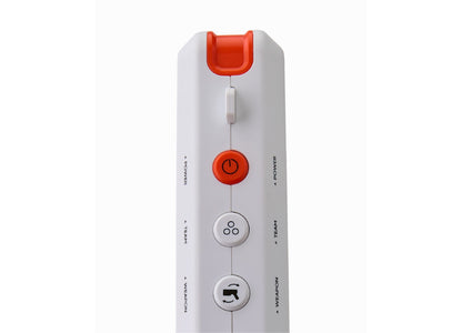 Rechargeable Laser Tag Blaster with red power button and docking station