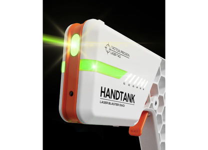 Handtank Laser Blaster Duo red and white rechargeable laser tag gun with green laser beam
