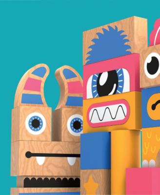 blocky monsters Geoffrey's Toy Box Make A Monster 100-Piece Solid Wood Block Set