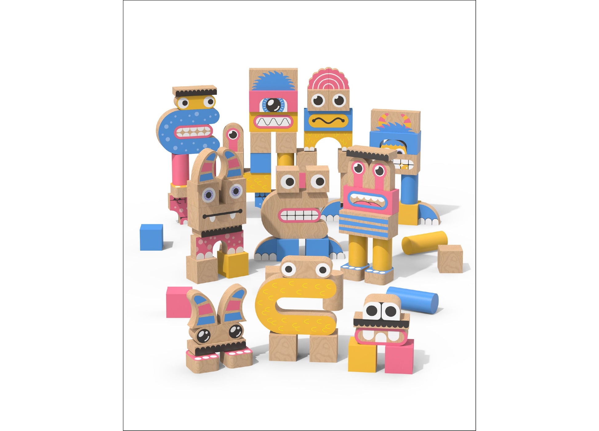 box of monsters Geoffrey's Toy Box Make A Monster 100-Piece Solid Wood Block Set – Toys"R"Us