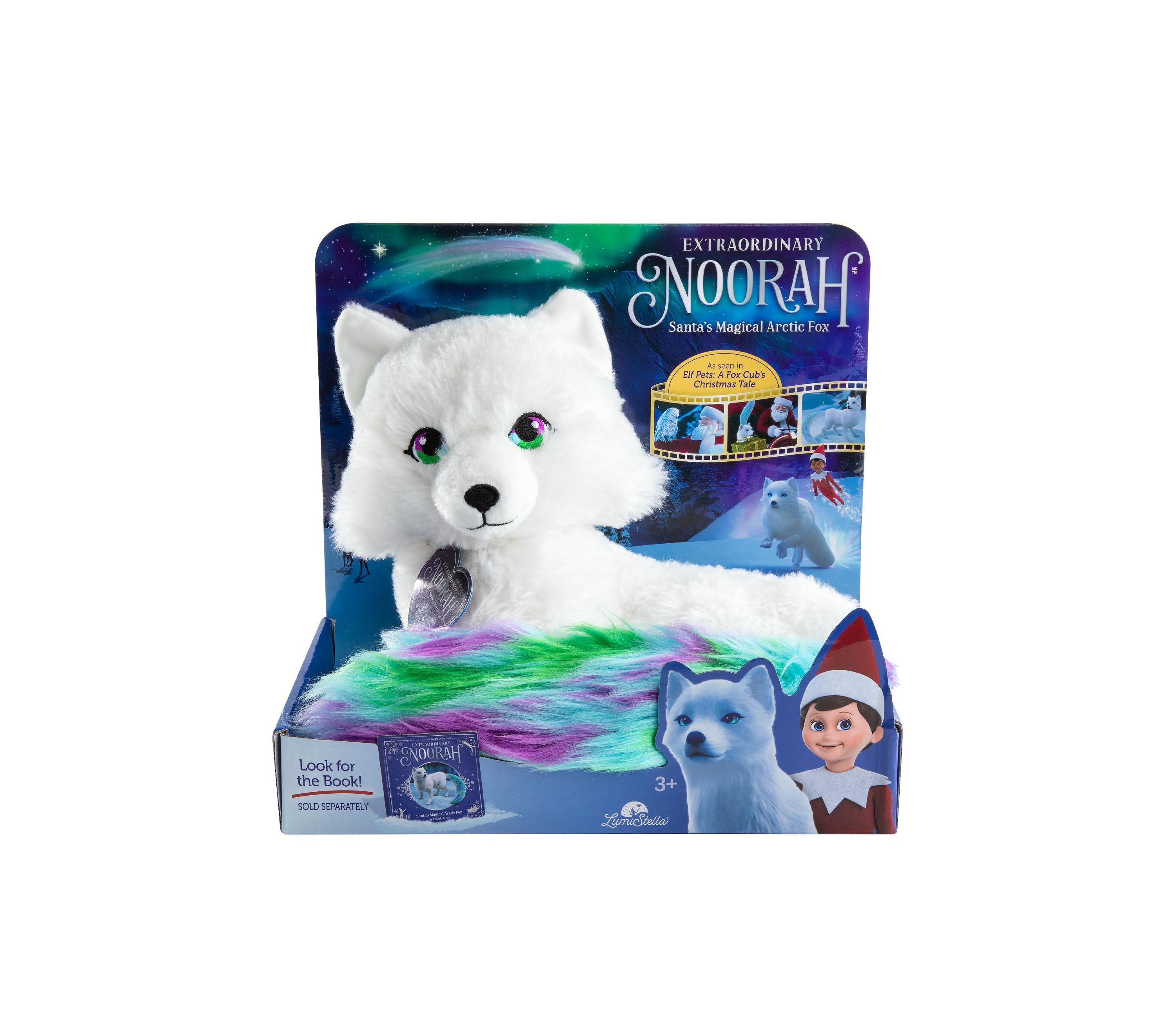 Elf Pets Santa's Arctic Fox Noorah Plush with Northern Lights