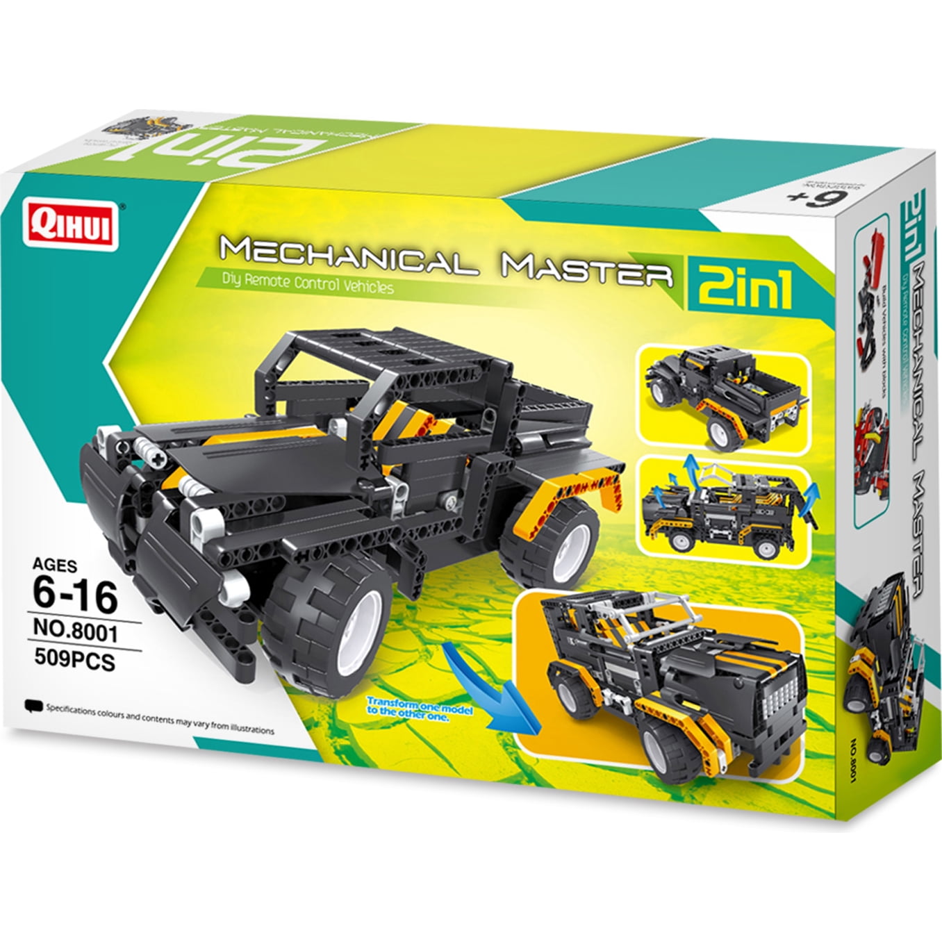 Qihui R/C Block Car 2-in-1 Transformable Jeep and Truck Model - Multicolor